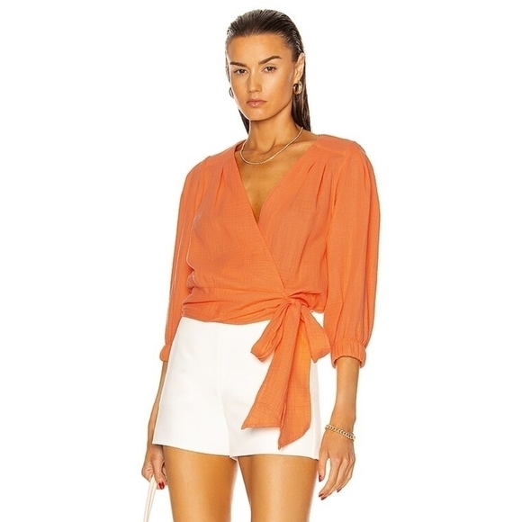 Smythe Tops - New Smythe Wrap Top in Tangerine